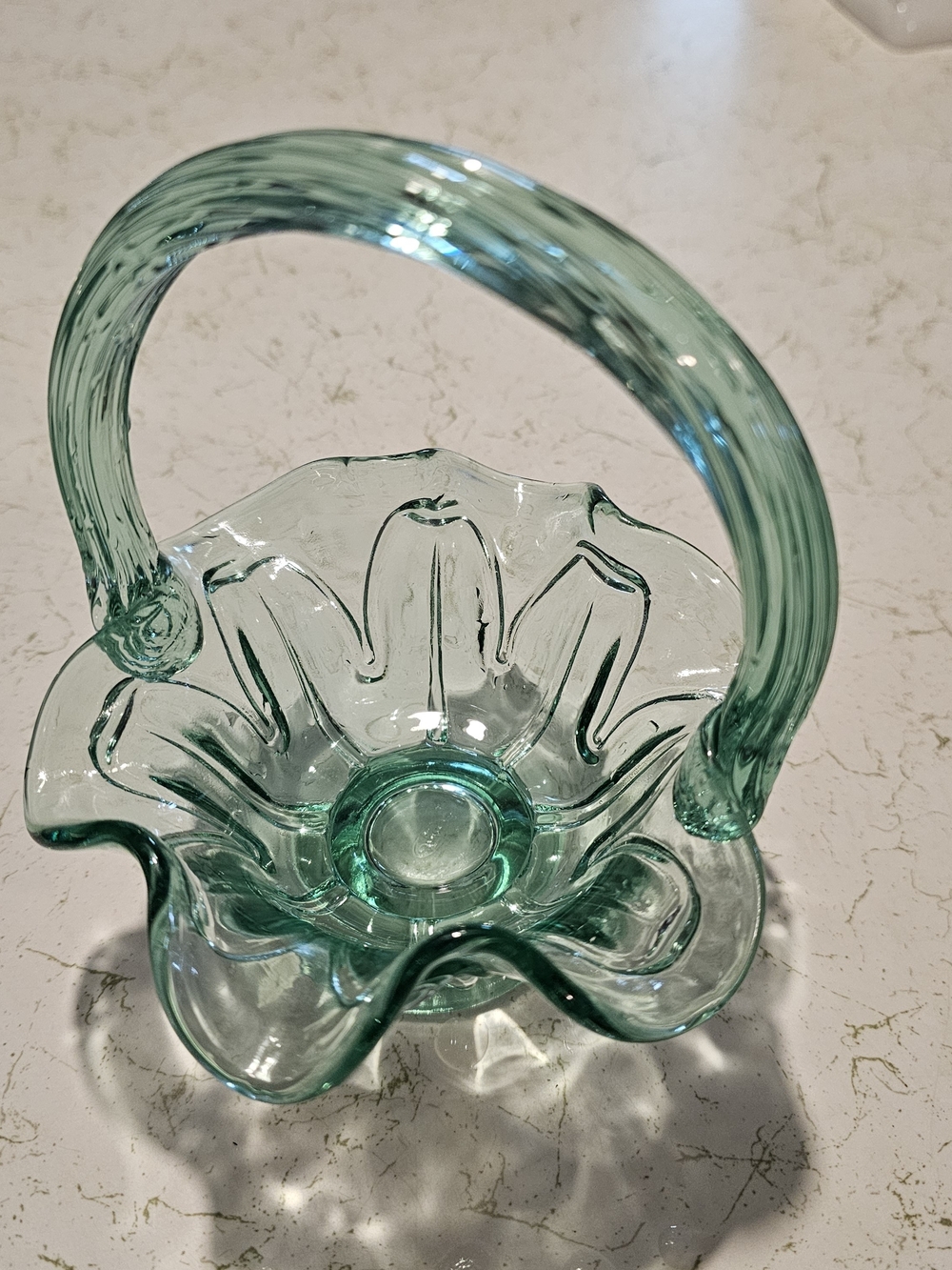 Fenton Sea Mist Glass Basket